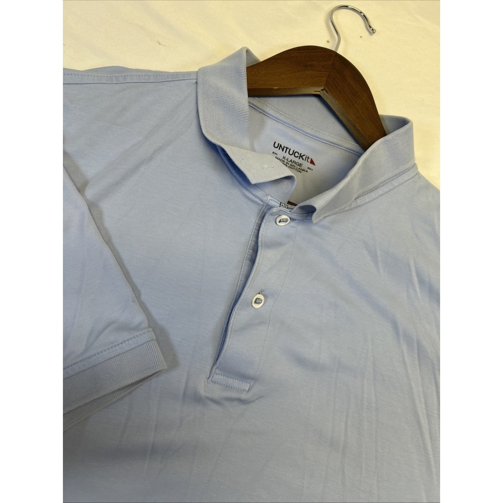 Untuckit Polo Shirt Blue Short Sleeve Button‎ Up Collared Stretch Men's Xl